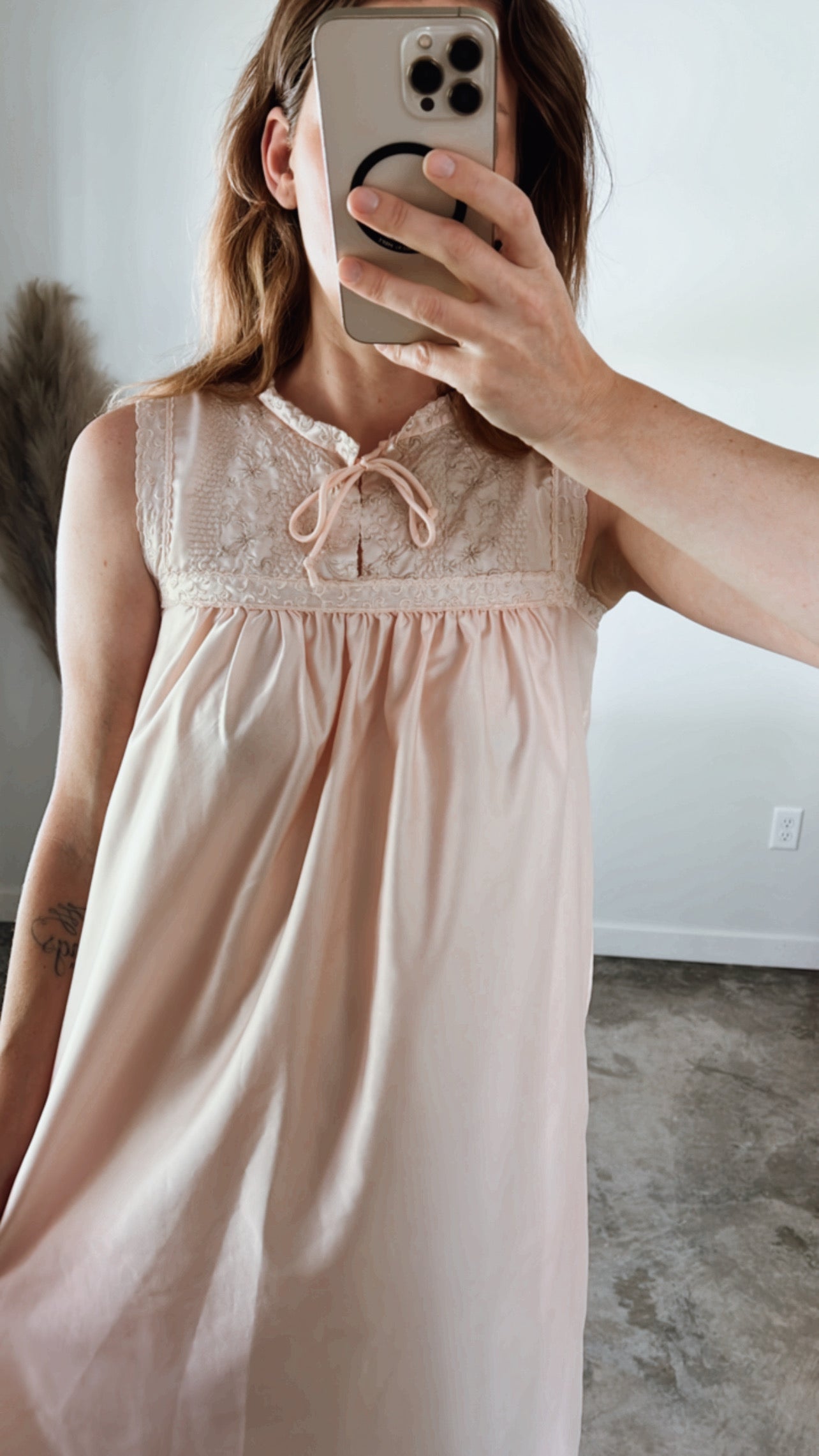 Dusty Pink Embroidered NightGown Dress